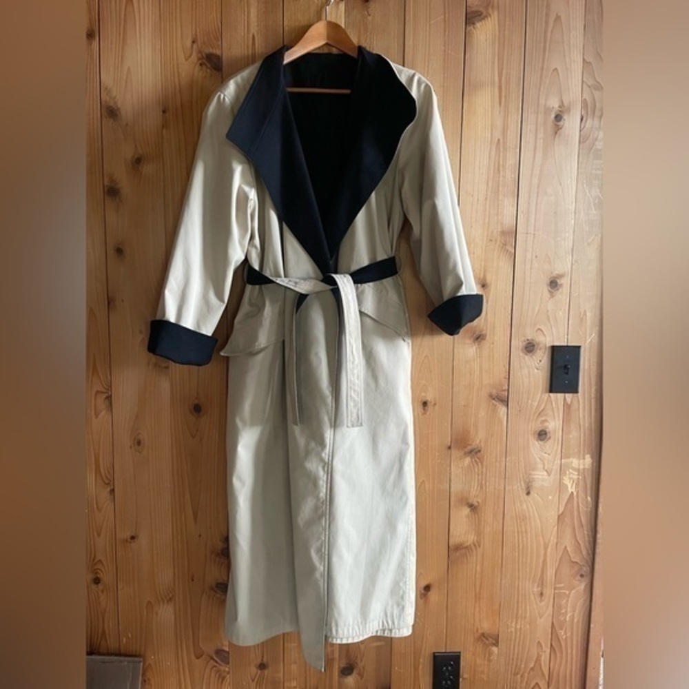 VINTAGE Reversible Designer Luxury Trench Coat  Duster Wool lined Rain